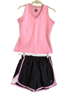 Bolle Womens Pink Tank Top & Black Shorts Set  tennis Size S Lightweight Active